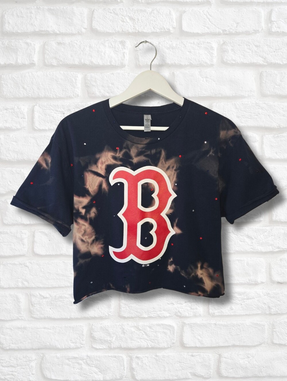 Boston Red Sox Crop Top W/Rhinestones